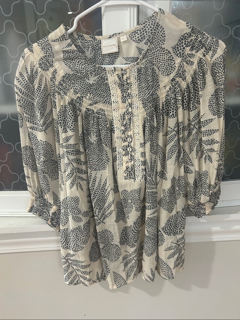 Cream Top with Botanical Print